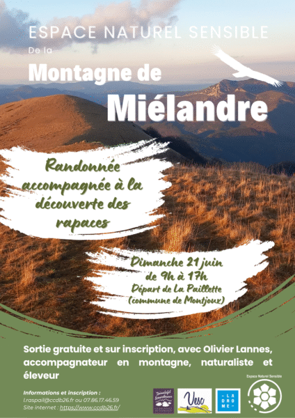Espace Naturel Sensible de la montagne de Miélandre : Randonnée accompagnée à la découverte des rapaces, le 21 juin
