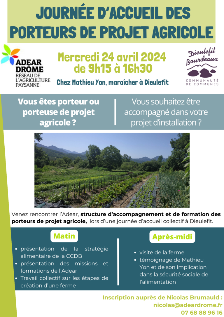 Journée d’accueil des porteurs de projet agricole – 24 avril à Dieulefit